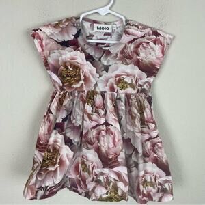 Molo Maroon Pink White Floral Girls Dress 12 Months
